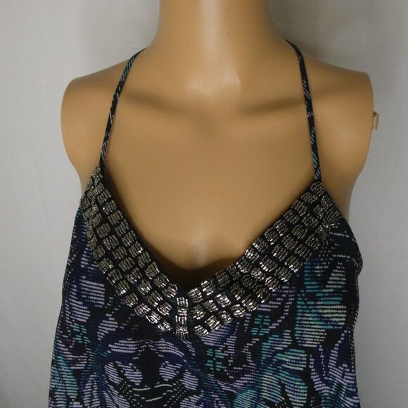 ASTR Beaded Strappy Mini Dress Damask Floral XS Strappy Lined Sleeveless - Picture 3 of 12